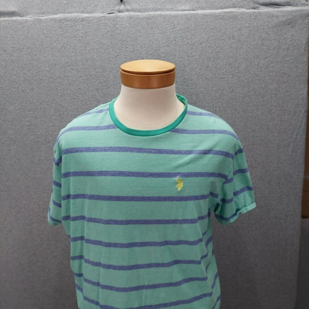 US Polo Assn T-Shirt size Large, Turquoise and blueโ striped